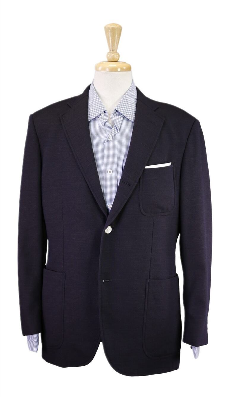 J Press The Air Honey Cloth Navy Blue Wool Knit Woven 2B Patch Pocket Blazer 40S